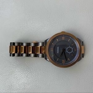 Rose Gold and Gray Fossil Watch